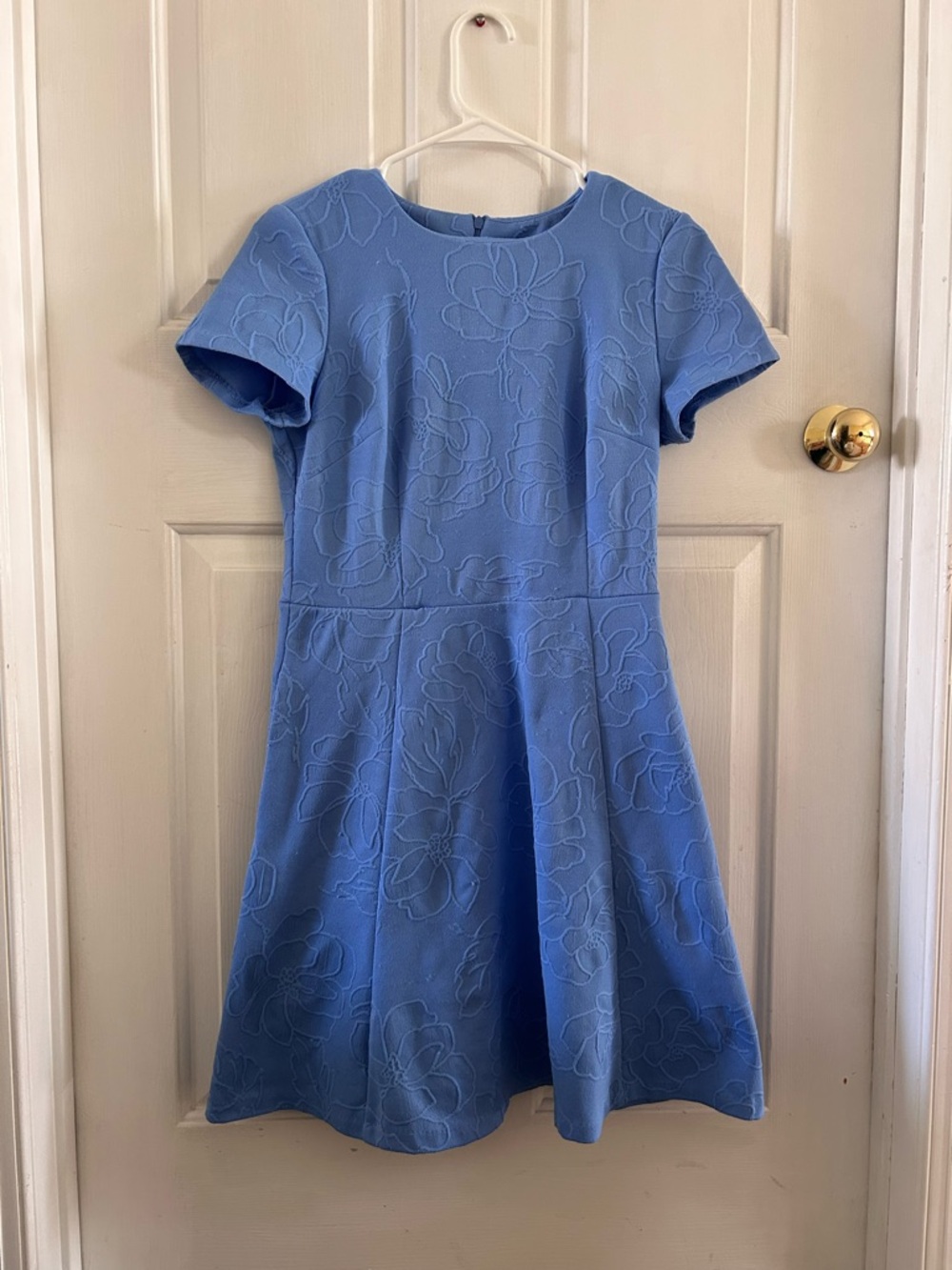 Eliza J Blue Floral Textured Short-Sleeve Dress